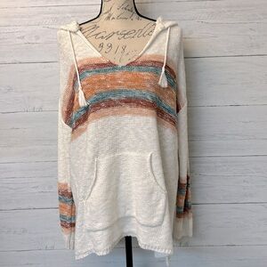 Natural Reflections White Multicolor Striped Sweater